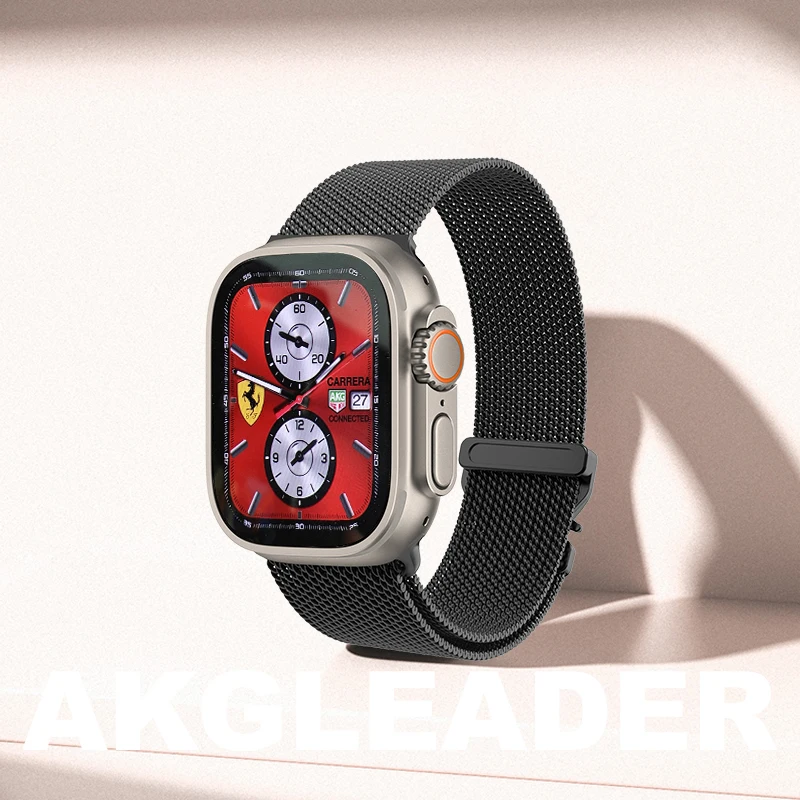 AKGLEADER Newest Milan Magnetic watchband For Apple Watch Ultra 1/2/3 strap 49mm 46mm 45mm  44mm  Strap for iwatch 10 9 8 7 6