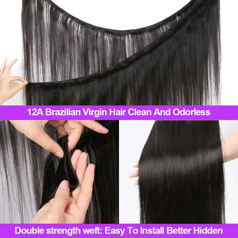 Straight Bundles Human Hair 12A Human Hair 4 Bundles Straight Hair 20 22 24 26 Inch Brazilian Human Hair Extensions image 2