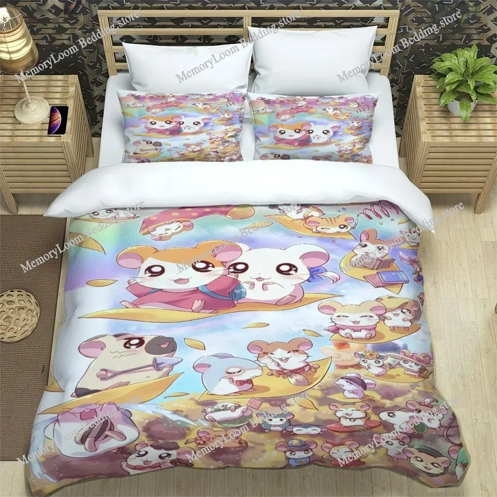 3D Printing Cartoon Lovely Hamtaro Bedding Set Duvet Cover Pillow Set Birthday Gift Children Quilt Cover Bedding Home Textiles