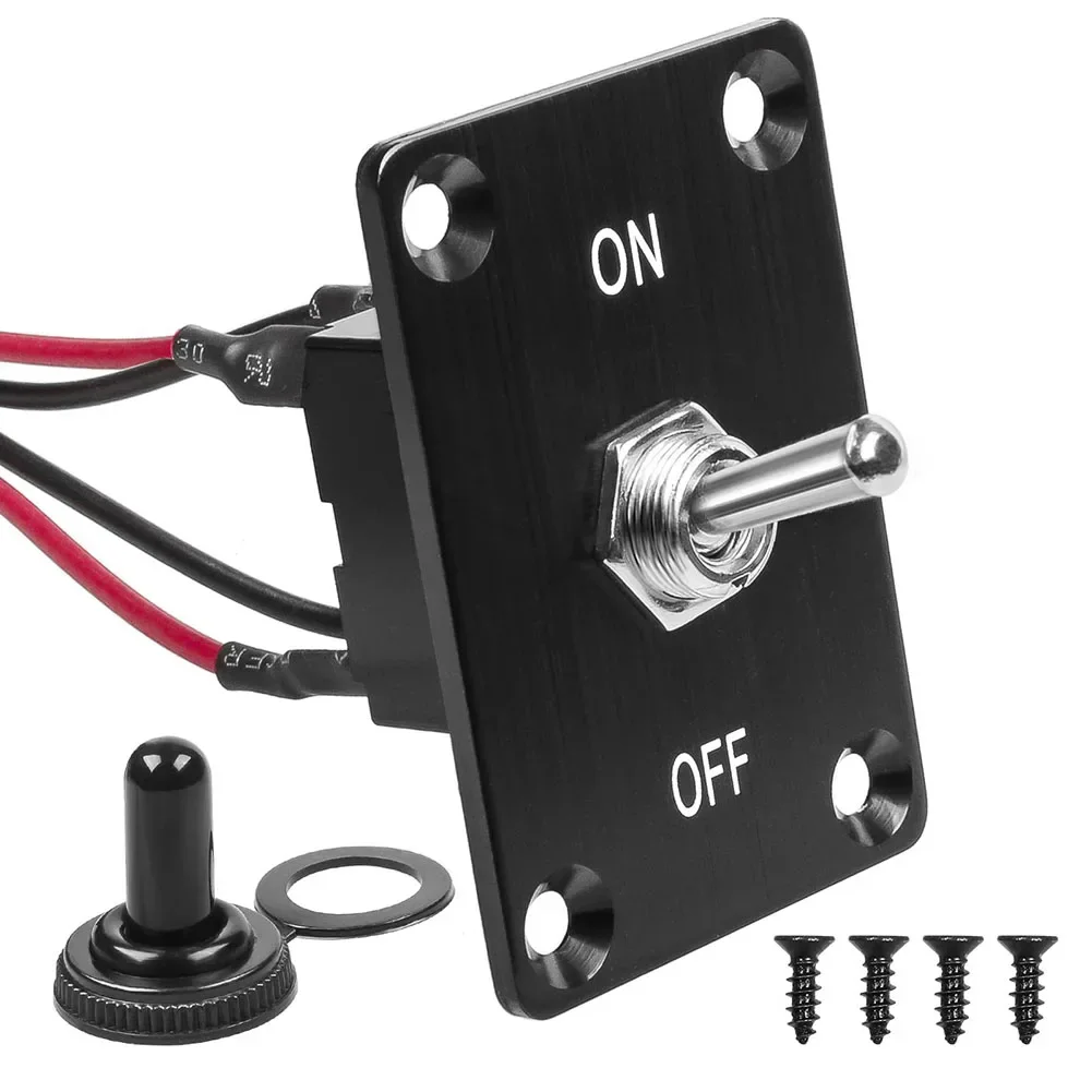 

DPST Waterproof Latching Rocker Toggle Switch 4 Pin ONOff with Easy Mounting Panel and Connection Wires for Boats and Trucks