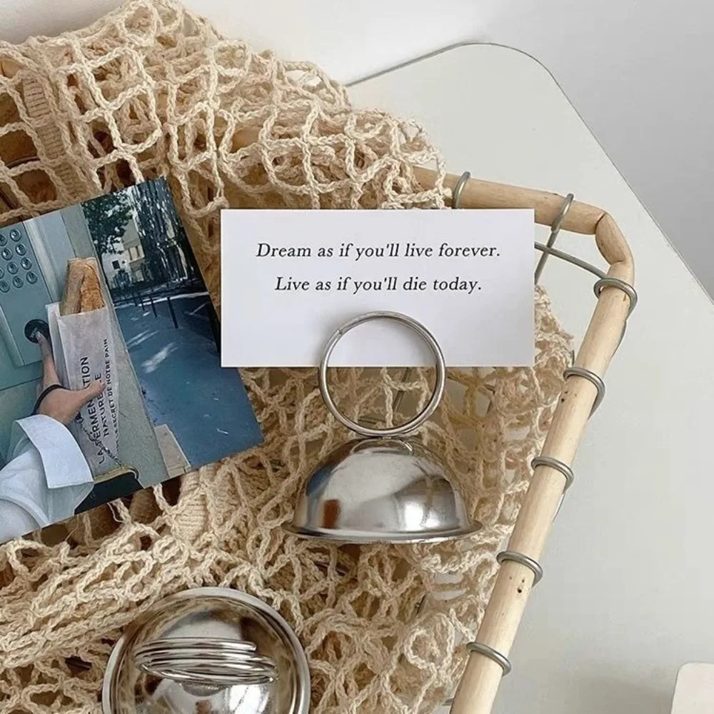 

3pcs Silver Stainless Steel Card Holder Stable Base Minimalism Design Table Card Stand Multifunction Name Card Holder