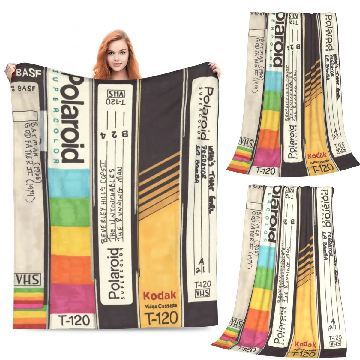 VHS التفاصيل أنا البطانيات الفانيلا أريكة رمي بطانية دافئة رمي البطانيات للأريكة الفراش مكتب يلقي المفرش لحاف
