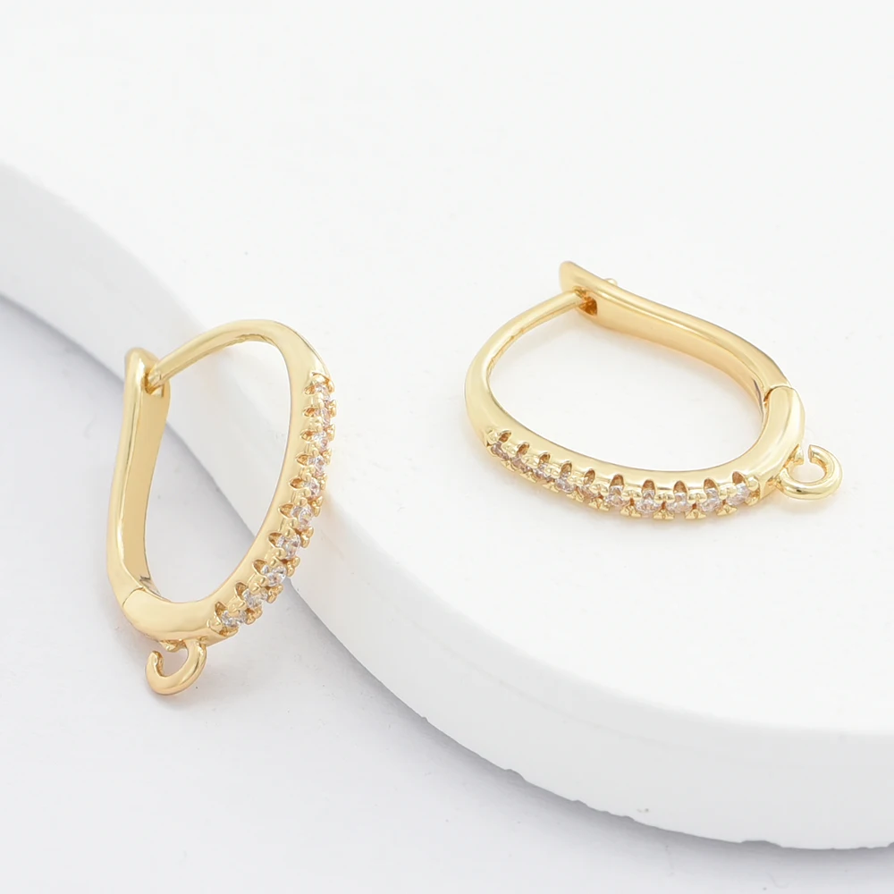 1 Pair DIY Earwire Fixtures 18K Gold/ Rhodium Plated With Zircon Accessories For Handmade Women\'s Earring Hooks Clasps Making