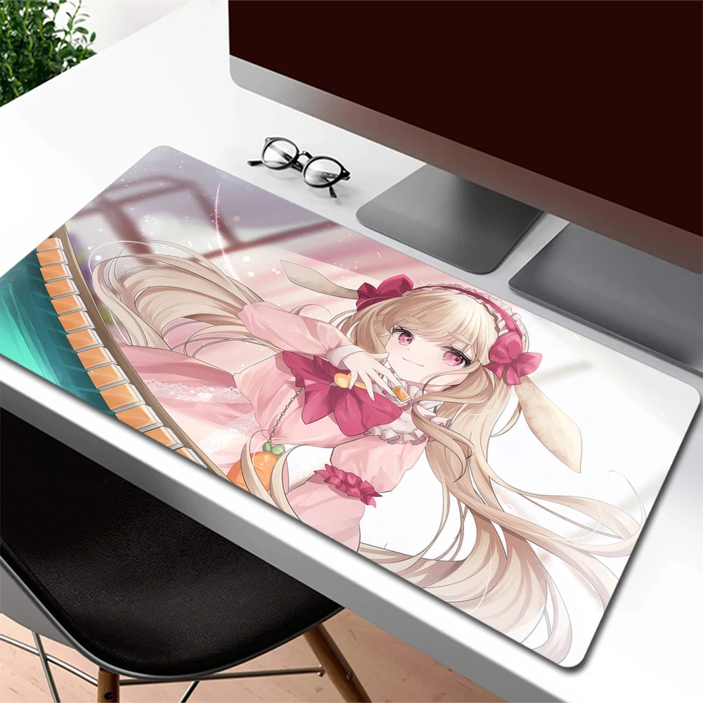 

Pink Cute Anime Girl Mouse Pad Large Mousepad Gamer Non-Slip Gaming Mouse Mat PC Computer Desk Mat 90x40cm Big Office Table Mats