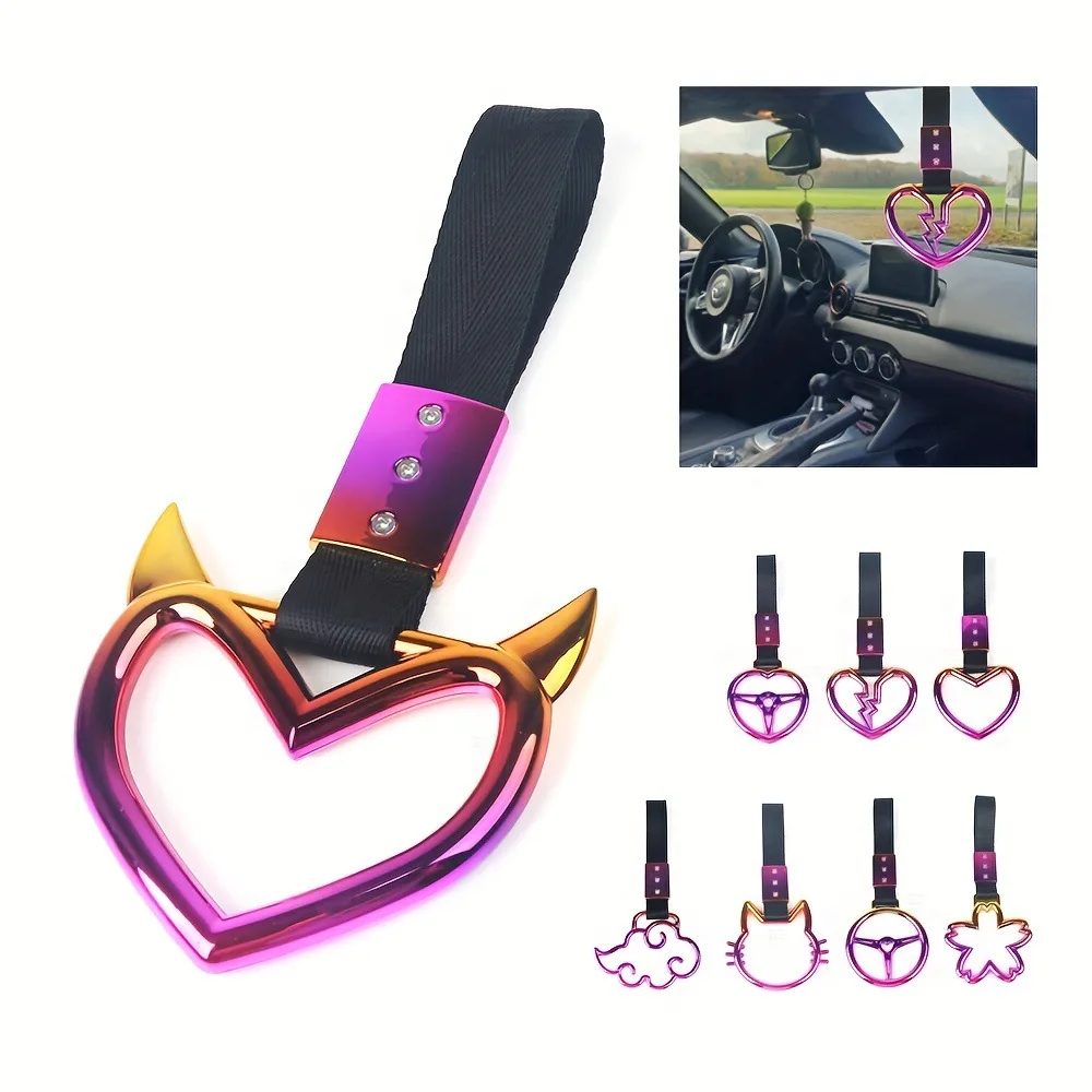 Car JDM color handle handle strap universal ribbon car front and rear bumpers trailer towing strap warning ring