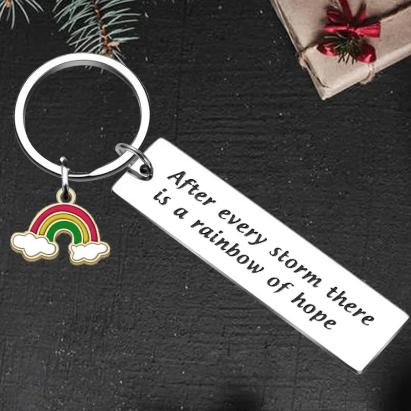 Cute Best friend BFF Inspirational gift Keychain Pendant Friendship Key Chains After Every Storm There is A Rainbow of Hope