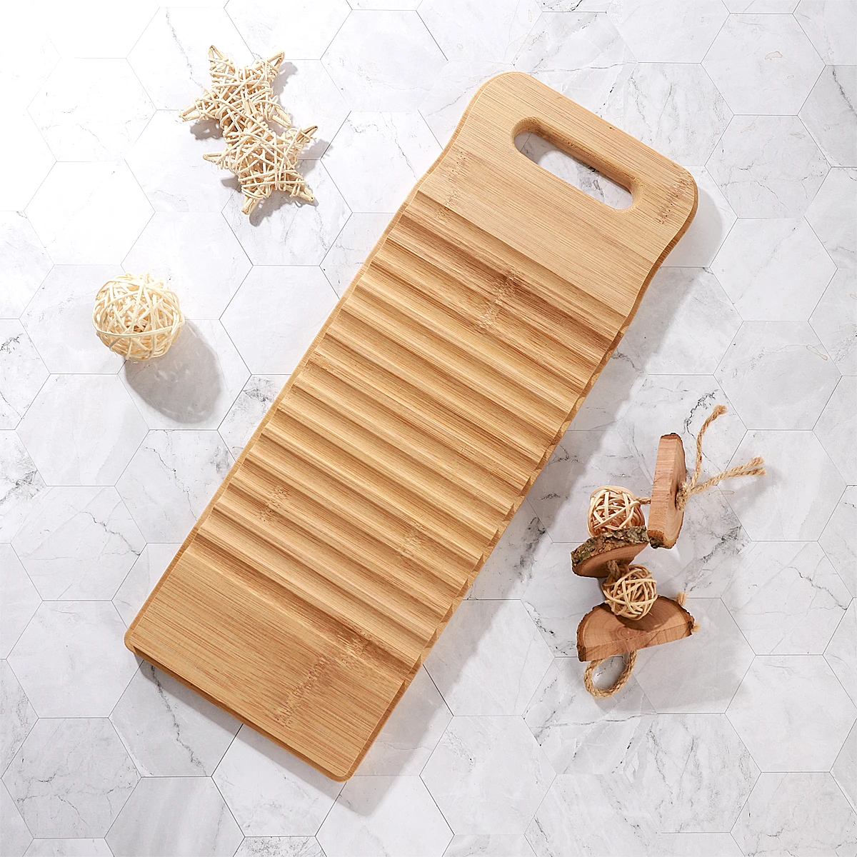 

Nanzhu Laundry Board Wood Wash Washing for Hand Washboard Sink Clothes Bamboo Wooden Travel