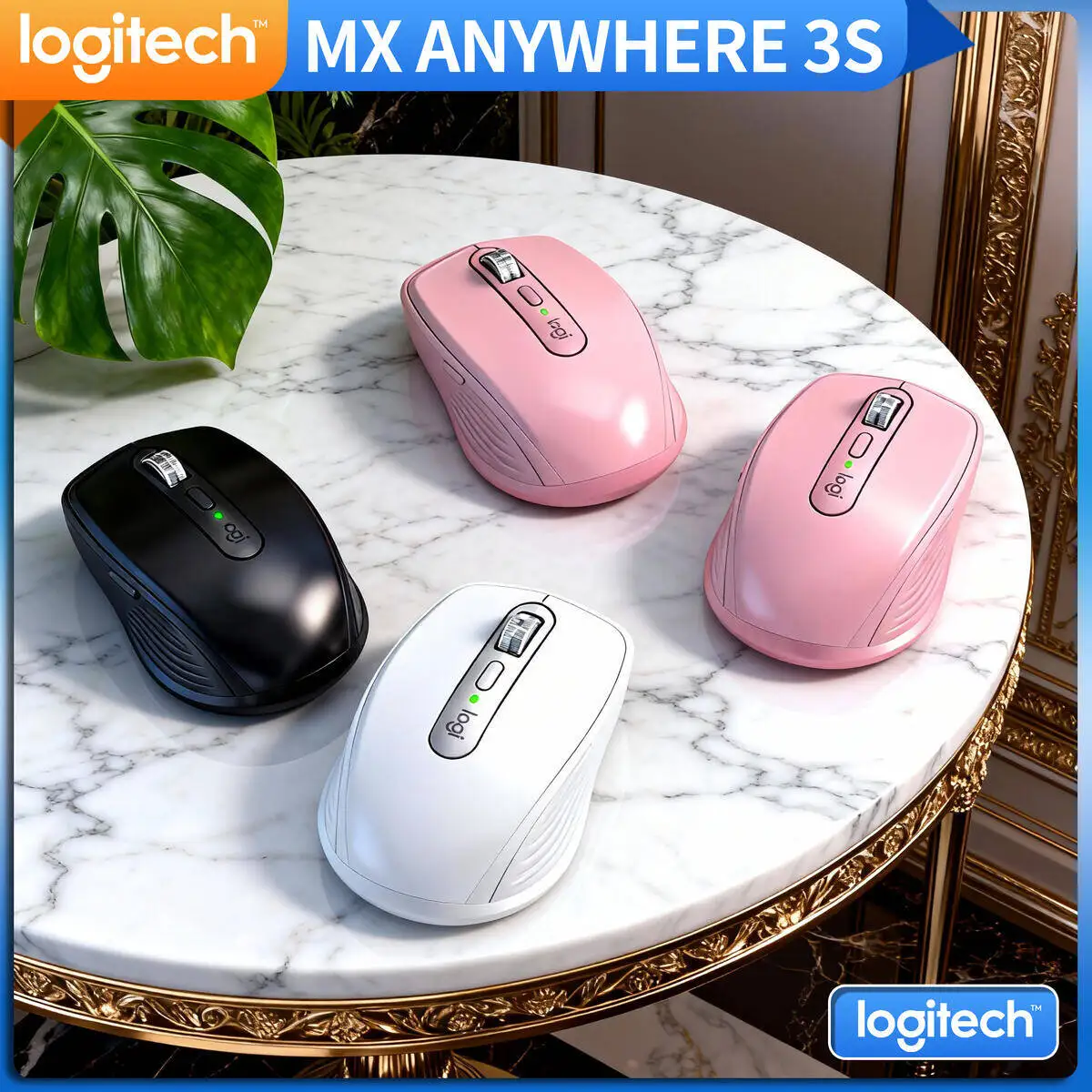 

Logitech MX Anywhere 3S Ergonomic Wireless Mouse Silent Operation Fast Scrolling Long Battery for Office Travel Gaming