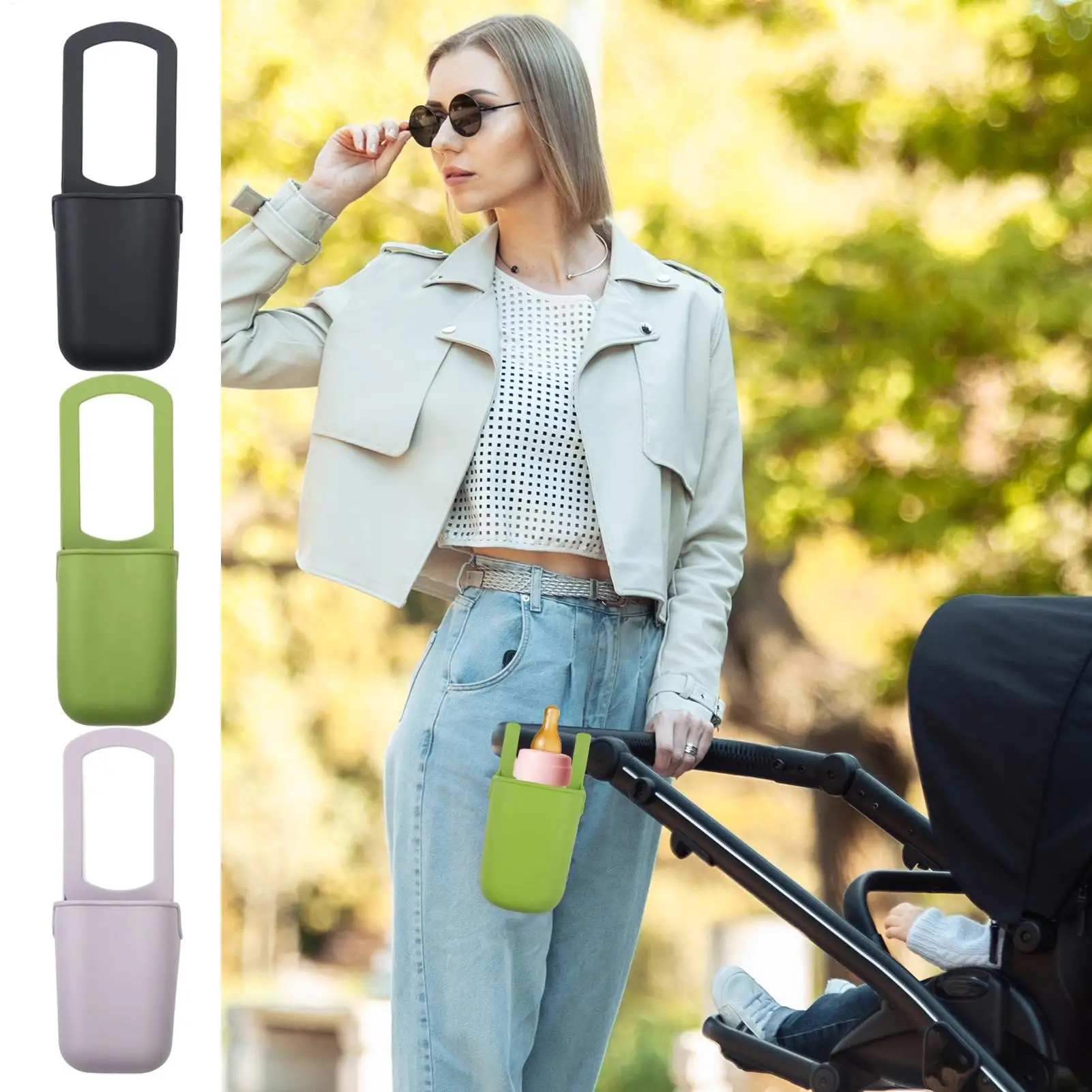 Baby Stroller Cup Holder Silicone Stroller Drink Holder Attachment Storage Bags Baskets For Golf Treadmills Yard Stadium Park