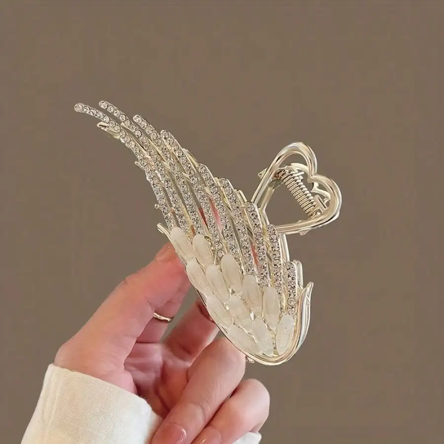

1 Piece, Elegant Large Hair Clip, Angel Wing Design Rhinestone Shiny Hair Clip, Women Girls Daily Party Outdoor Decoration, Multifunctional Zinc Alloy Hair Accessory, Ideal Gift Choice