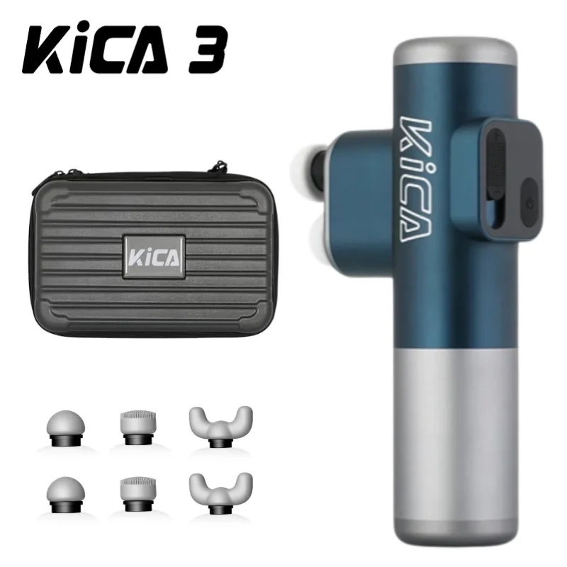 kica 3 pistola masaje de doble cabeza, pistola masajeador muscular eléctrico masajeador anticelulitico corporal para fitness, ejercicio, alivio del