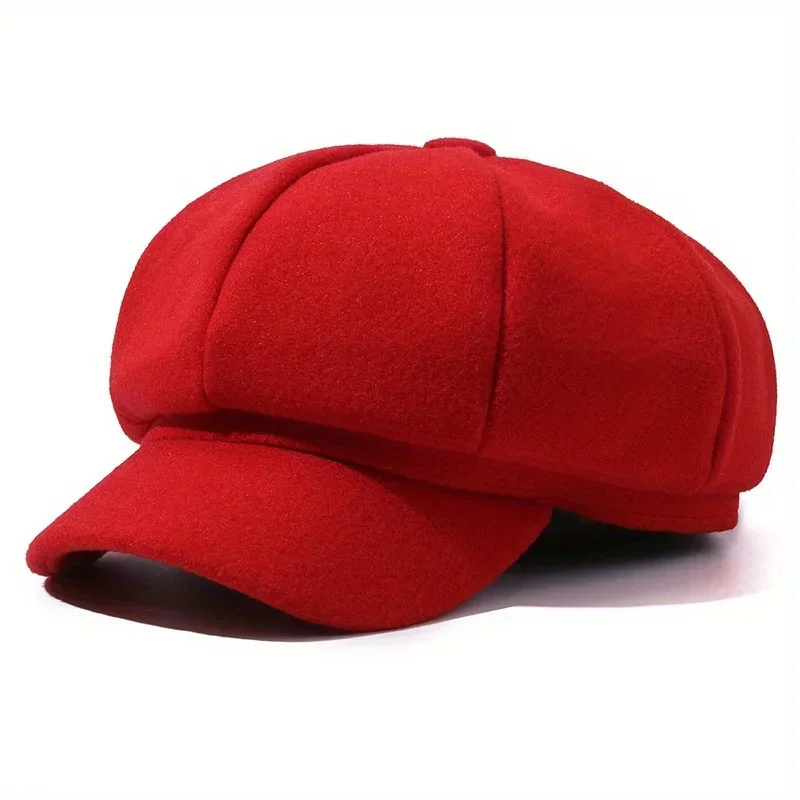 Fashionable Solid Color Woolen Hat with Stiff Brim Outdoor Sunshade and Windproof Beret Comfortable and Breathable  Painter Hats