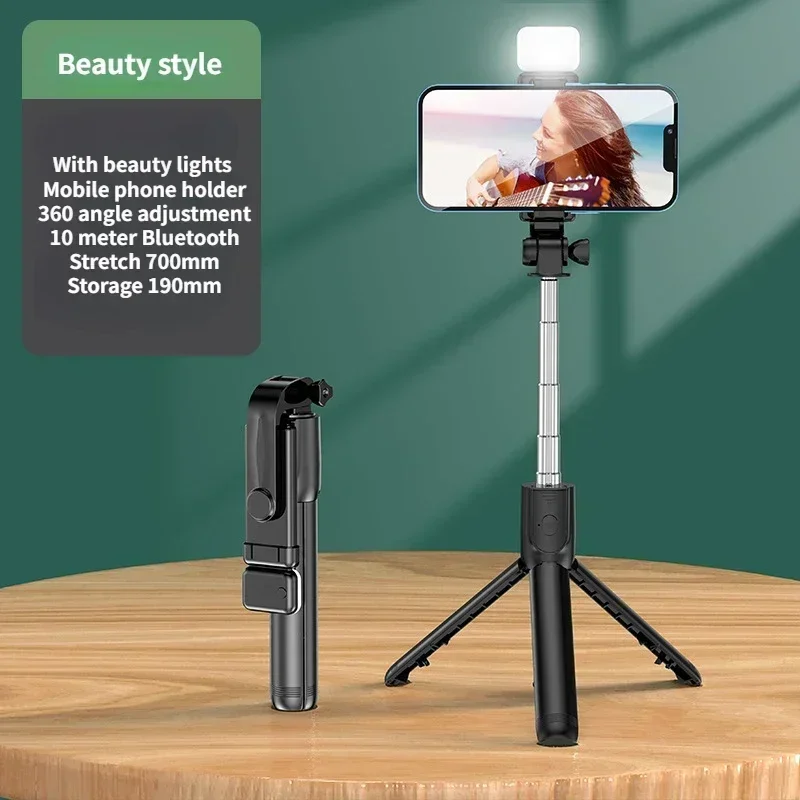 Perche à selfie pliable sans fil, Bluetooth, télécommande, mini trépied, téléphone avec obturateur lumineux pour iOS, Android, déterminer le cardan, nouveau