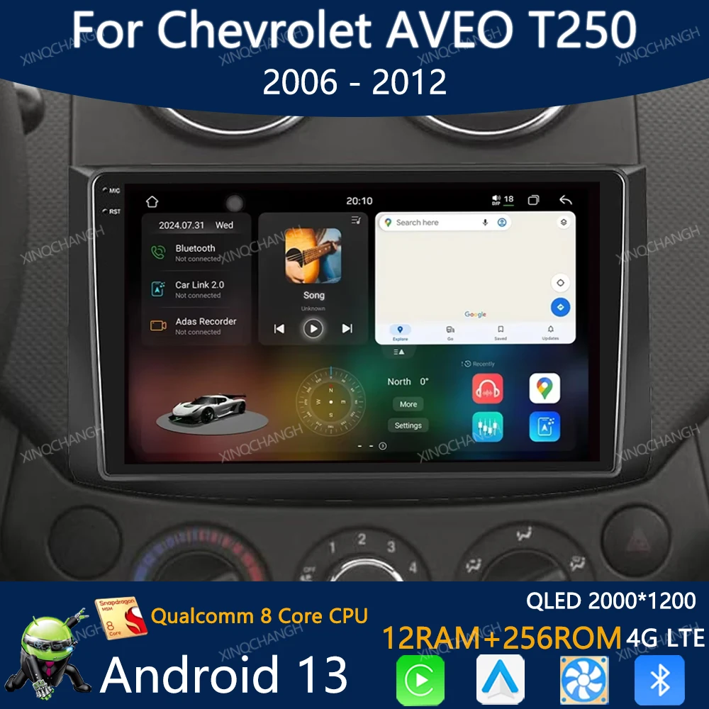 Radio para Auto FYT 7870 con Android 13 para Chevrolet AVEO T250 2006 - 2012, Reproductor Multimedia QLED 4G WIFI, Unidad Principal 2DIN con DSP y DTS