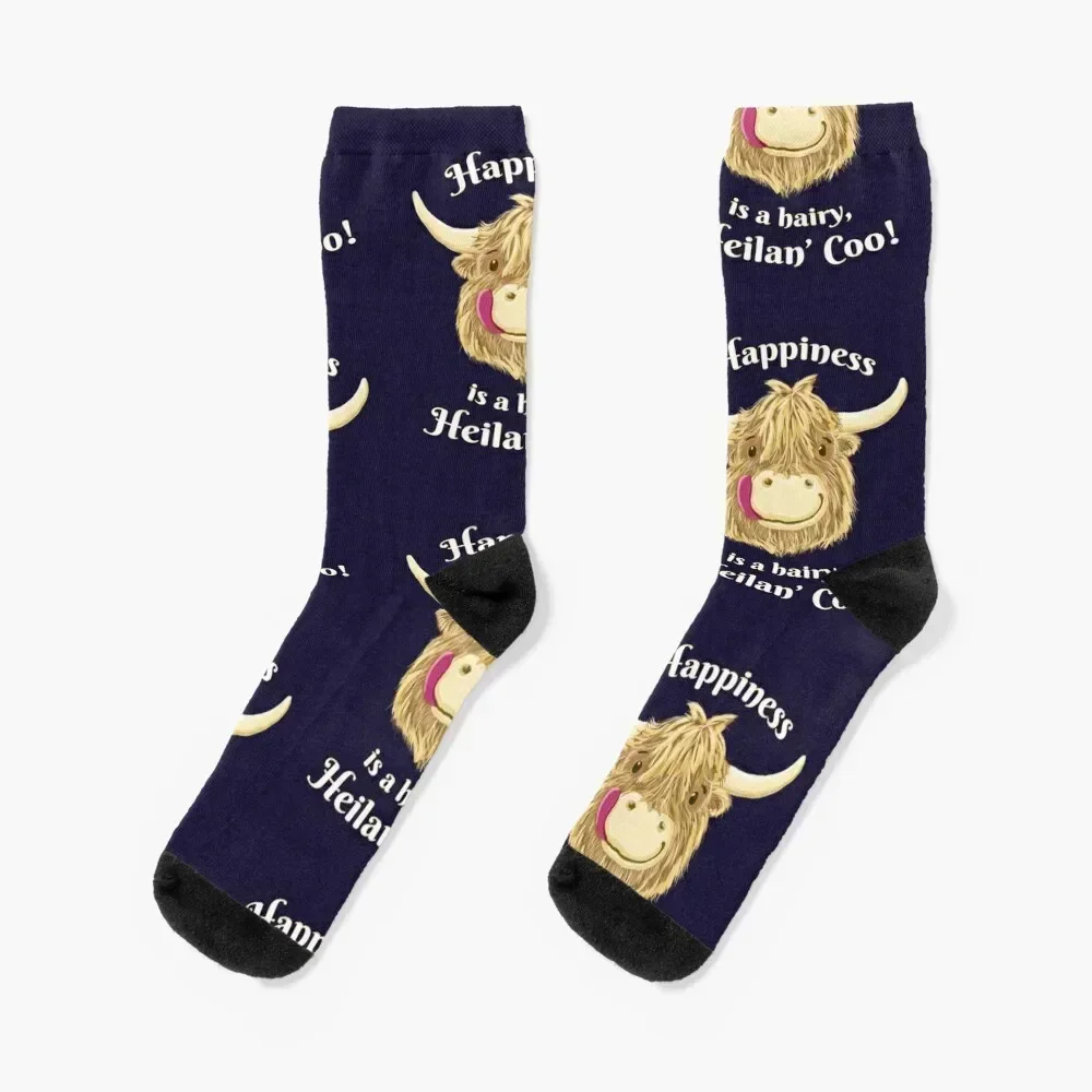 Wee Hamish Scottish Highland Cow Happiness Socks new in's Thermal man winter essential man Luxury Woman Socks Men's