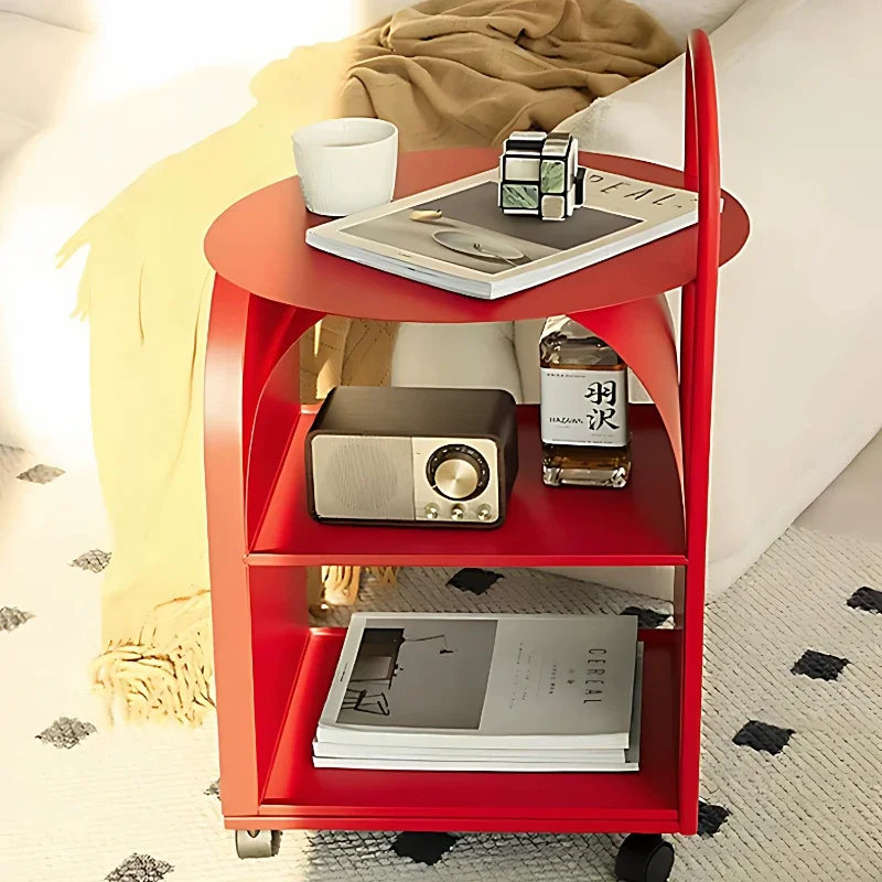 Nordic Style Iron Storage Trolley Dopamine Movable Coffee Table Creative Decor Furniture Multi-scene Organizer Rack for Sundries