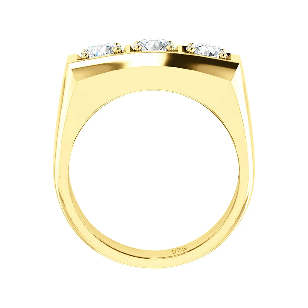 Dicke 3-Stein-Moissanit-Ringe für Männer, 9g, Original Sterling Silber 925, zertifiziert, Hochzeitsschmuck für Männer, Luxus-Accessoires – Detail 3