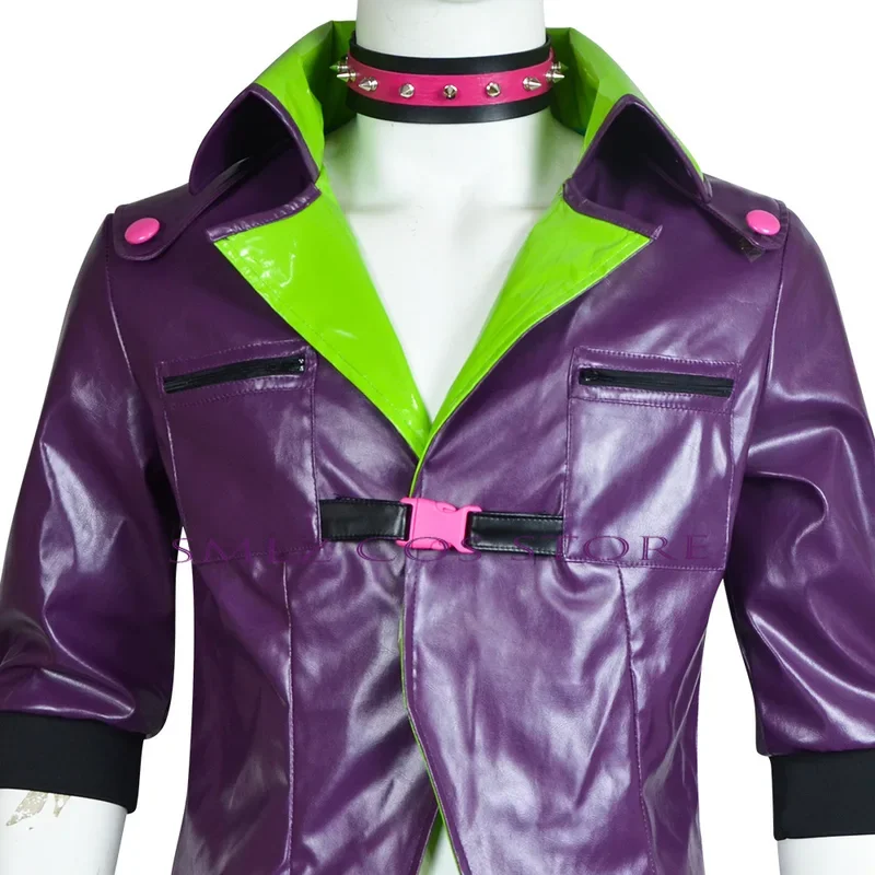 Palhaço 2 cosplay traje anime duas pessoas ir louco traje casaco roxo engraçado cavaleiro uniforme conjunto roupa de festa de halloween para homem