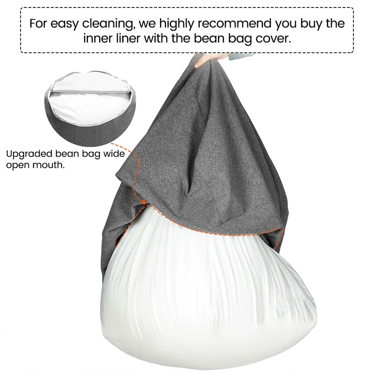 OTAUTAU Replacement Pouf Mesh Inner Liner Cover Without Filling Removable Washable Lazy Sofa Insert for Bean Bag Puff Couch Sac