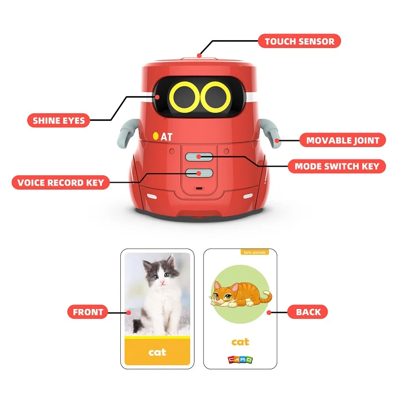 Robot inteligente AI con Sensor táctil de interacción por voz, juguete educativo de aprendizaje para niños, grabadora de mensajes de voz, desarrollo temprano