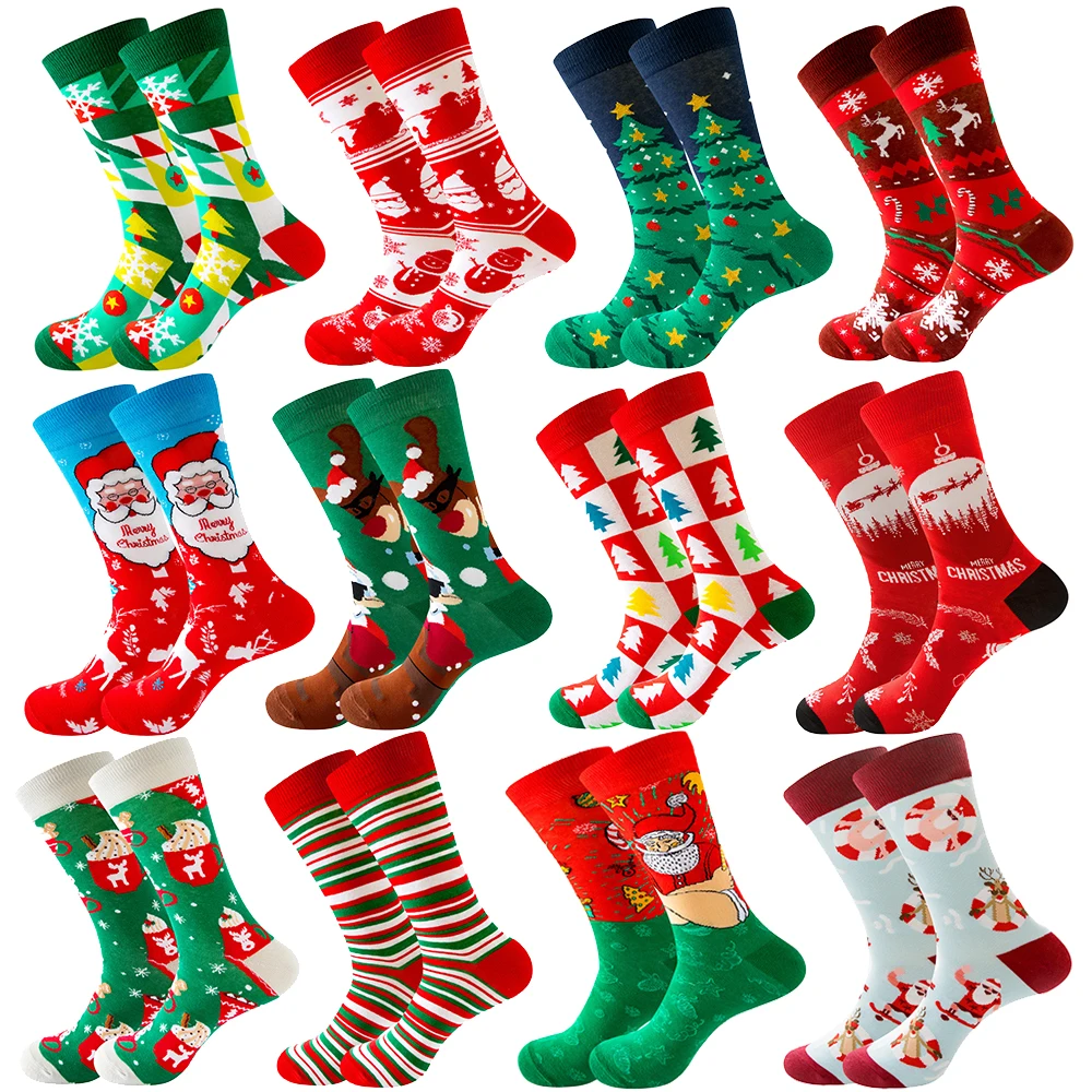 Men Women Socks Lover Christmas Halloween Celebrate Santa Elk Gift Party Biscuits Snow Happy Funny Tide Cotton Socks EU38-46