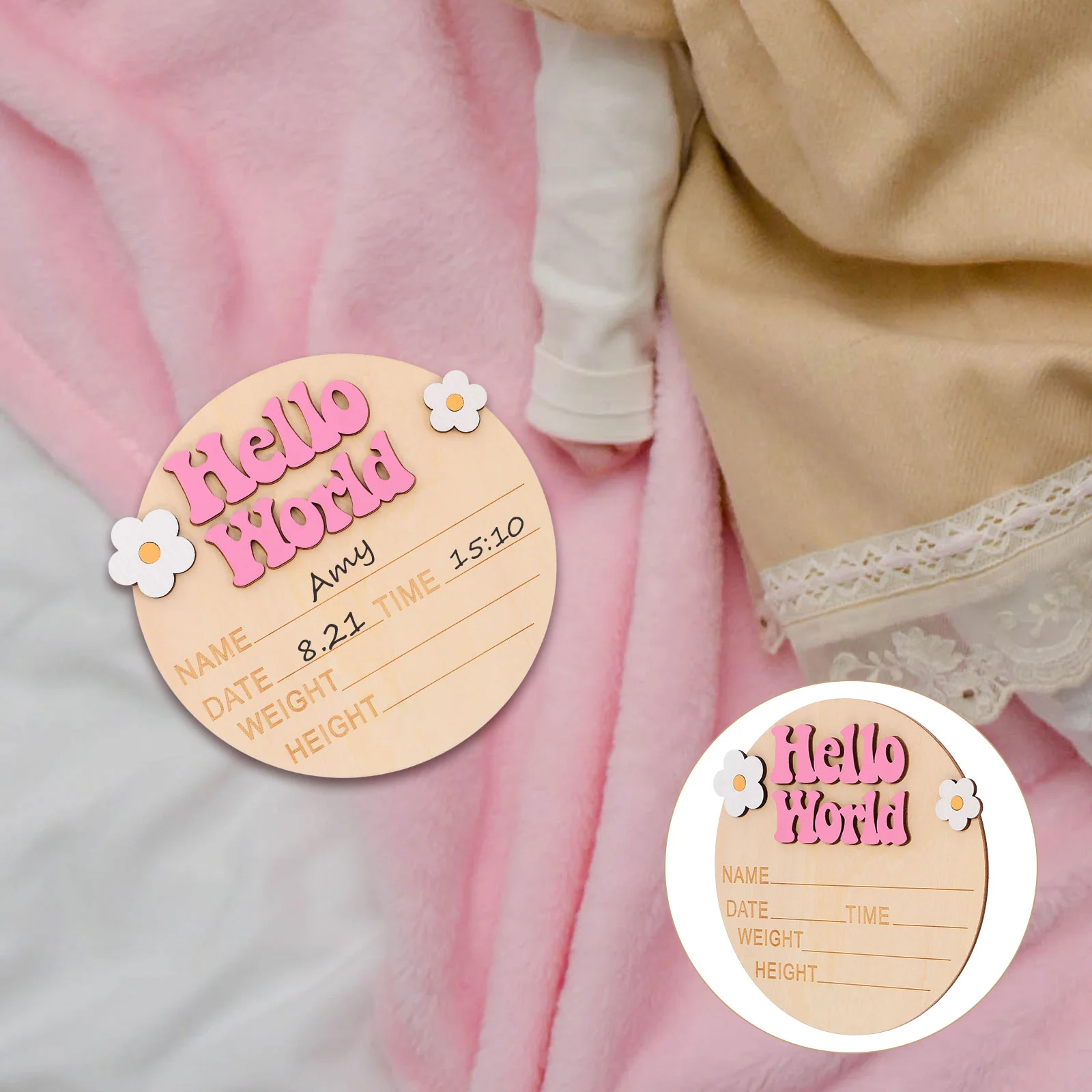 Newborn Commemorative Card Wood Baby Name Sign Nursery Birth Announcement Signs