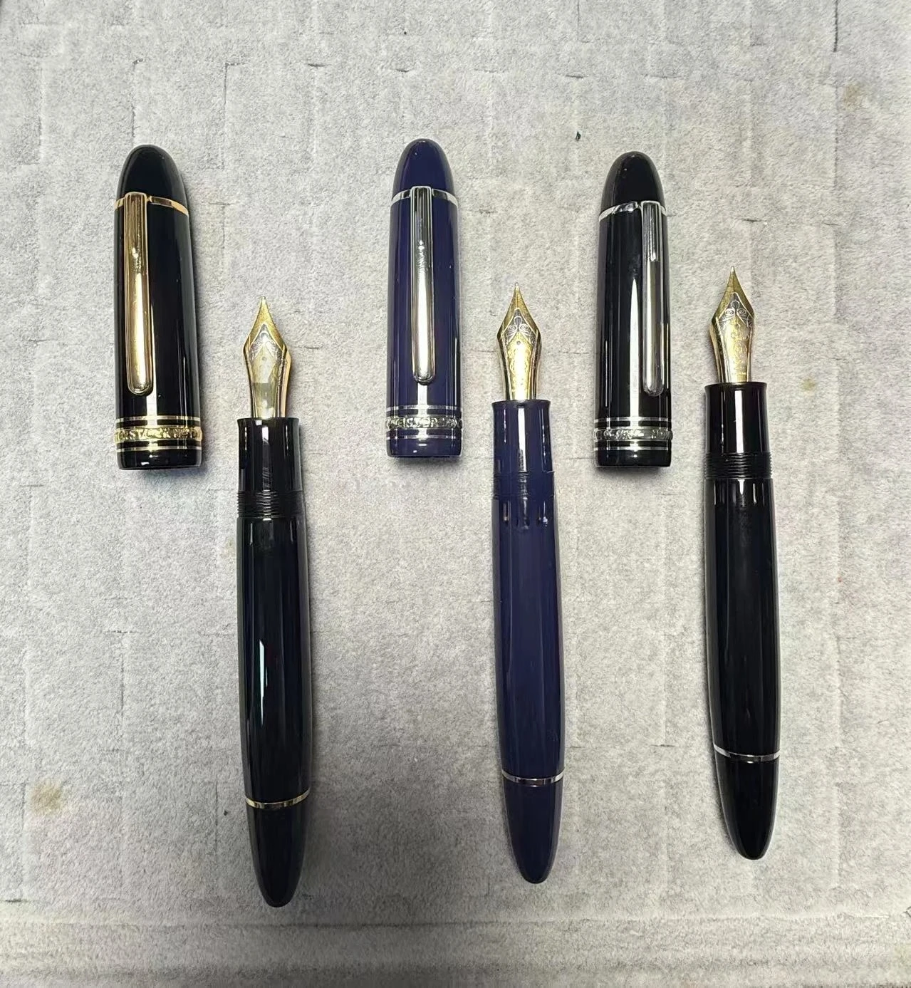 

New 149 Piston Resin Fountain Pen MB Classic Black Gold Silver Clip and Nib 0.7mm With Large Holder Luxury Writing Gift