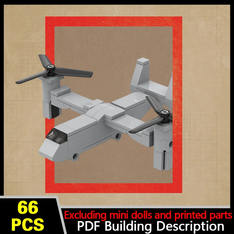 V-22 Tiltrotor Aircraft Model MOC Building Bricks War Equipment Modular Technology Gifts Holiday Assemble Children Toys Suit
