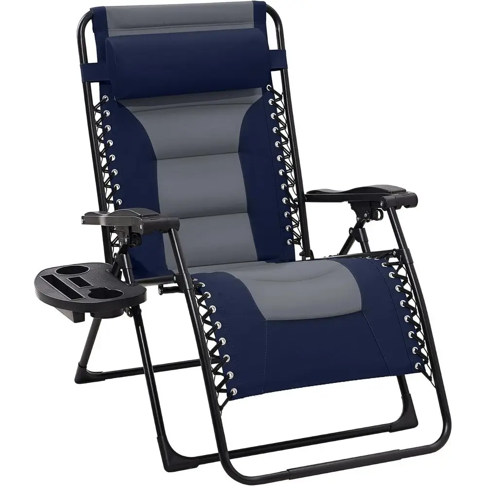 Oversized Padded Zero Gravity Chairs, olding Lounge Chair Outdoor Patio Recliner, Anti Gravity Chair or Backyard with rest, Cup