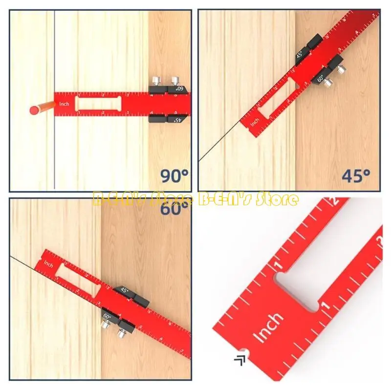 Y1AD T トラック定規 木工定規 精密ポケット定規 金属製計算尺 インチ & メトリック T 型スクライビング定規 直角定規