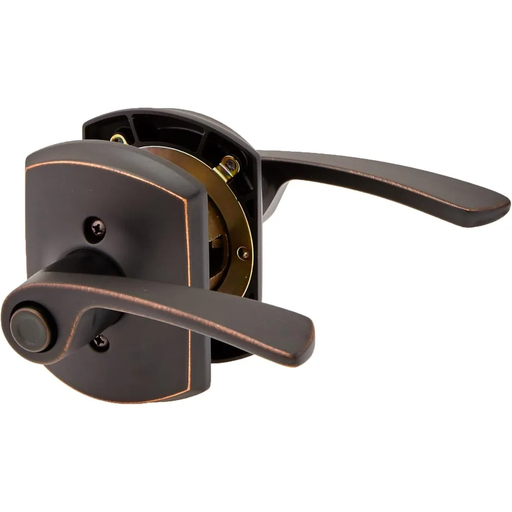 Merano Privacy Door Lever Set Greenwich Rose Aged Bronze Finish Privacy Door Hardware with Decorative Design