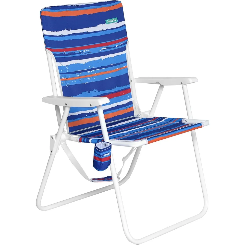 

SunnyFeel 15" Tall Folding Beach Chair, Oversized Portable High Seat Sand Chair for Adults Heavy Duty 300 LBS, Foldable Camping