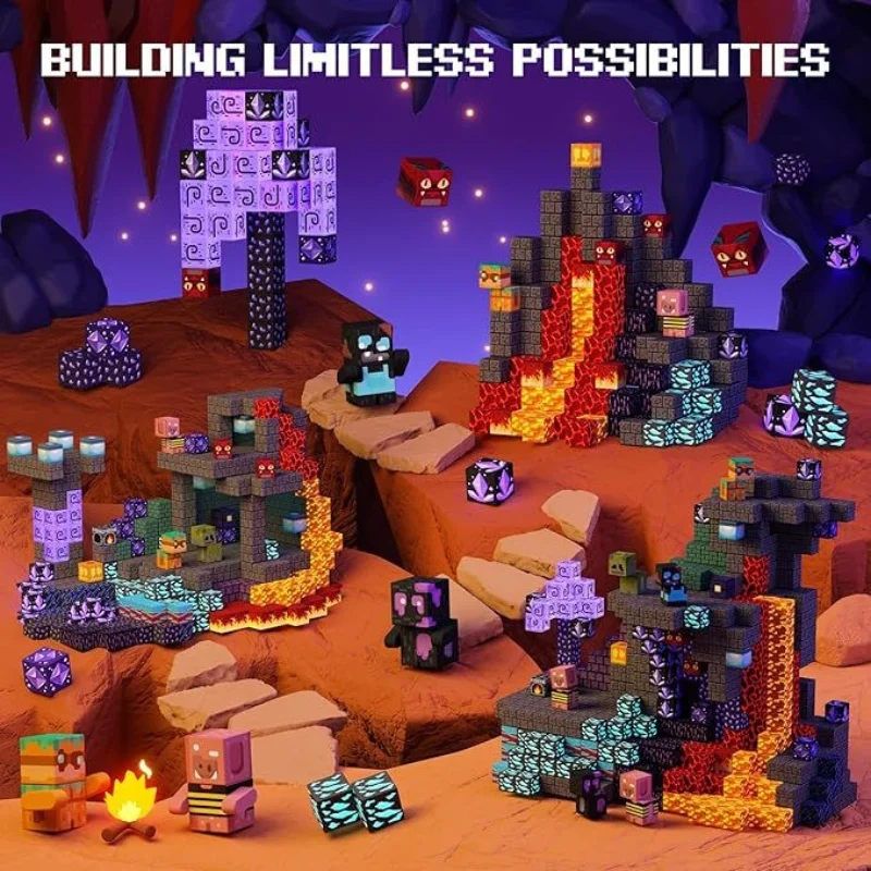 100 pezzi magnetici blocchi di costruzione fai da te gioco grotta architettura assemblaggio blocchi impilabili giocattoli sensoriali STEM set regalo di compleanno