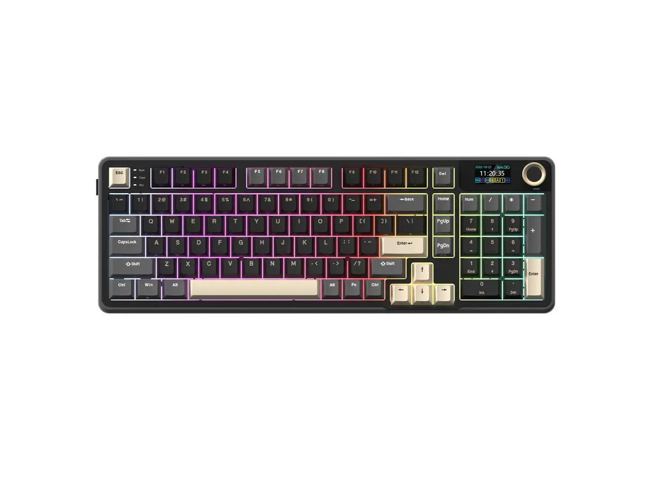Rosewill Neon S96 Wireless Mechanical Gaming Keyboard, 98-Key Layout w/ Volume Knob, Bluetooth / 2.4GHz / USB-C, Hot-Swappable Brown Switches, RGB Backlit, 3750mAh Battery, Windows & macOS, Black