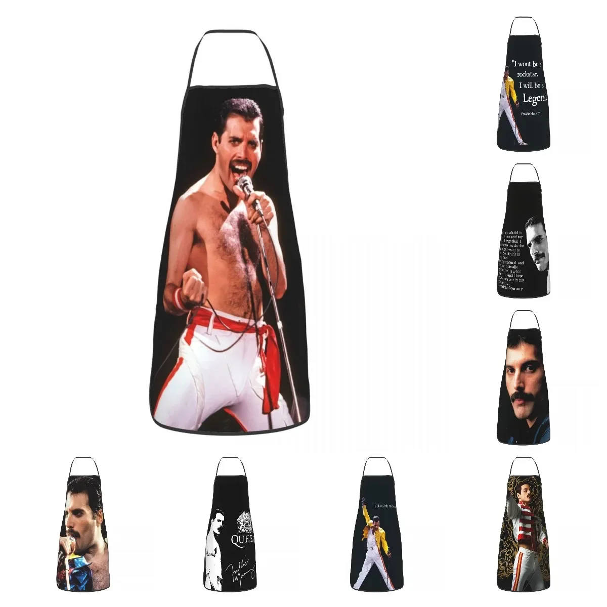 Queen Freddie Mercury Singing Aprons Women Men Rock Music Adult Unisex Kitchen Chef Bib Tablier Cuisine Cooking Baking Painting