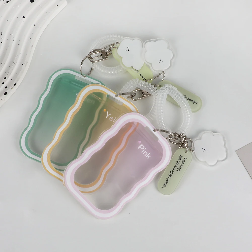 Popular Card Holder Cover Anti-loss Chain Transparent Photo Sleeves Key Chain Card Case Photocards Protector Bag Pendant Lovely