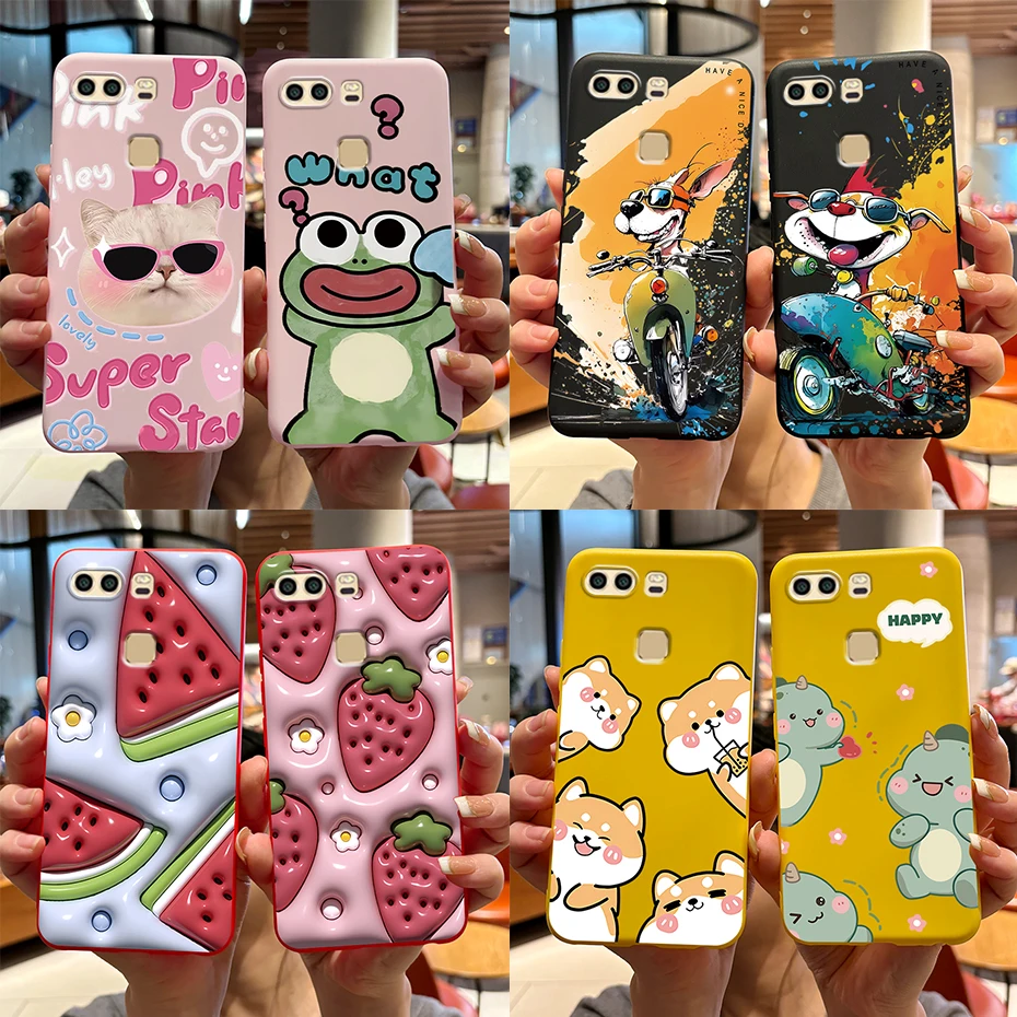 Case For Huawei P9 EVA-L09 EVA-L19 EVA-L29 5.2 inch Cover Cute Bear Cartoon Frog Silicone Soft TPU Protective Phone Cases Coque 