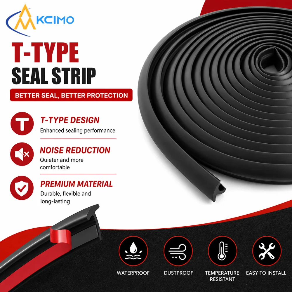 Kcimo T Shape Slanted Rubber Car Weatherstrip 2M 5M Edge Gap Filler Seal Strip For Fender Wheel Arch Bumper Auto Accessories