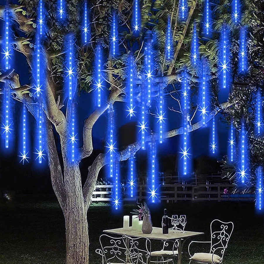 Meteor Shower Rain Lights, LED String, Graduation de Noël, Goutte de glace étanche, Goutte de pluie tombante, Lumières dégradées, 50cm