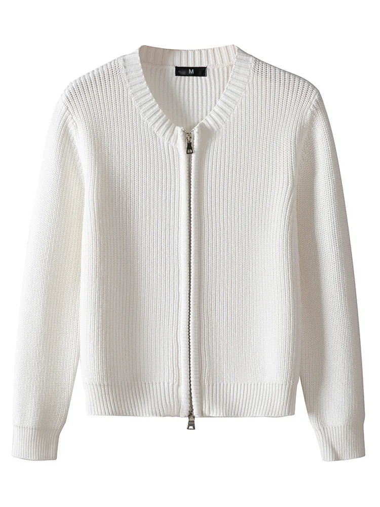 

Кардиган с длинными рукавами, отделкой из ребристой ткани, застежкой-молнией спереди и карманами, вязаная куртка-свитер с ребристой текстурой и молнией