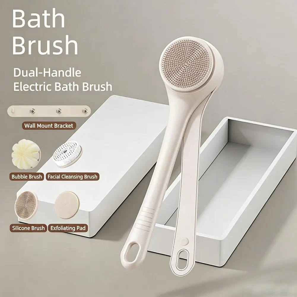 Waterproof Electric Bath Brush – 4-in-1 Exfoliating Shower Scrubber for Full Body, Dual Speed & Hanging Storage