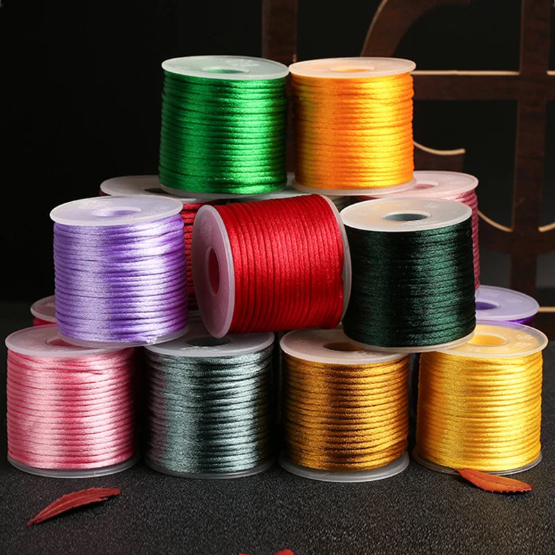 60yards Solid Color Chinese Knot Line Cord Silk Satin Rope Nylon Thread Cord String Strap Necklace Rope for Jewelry Making