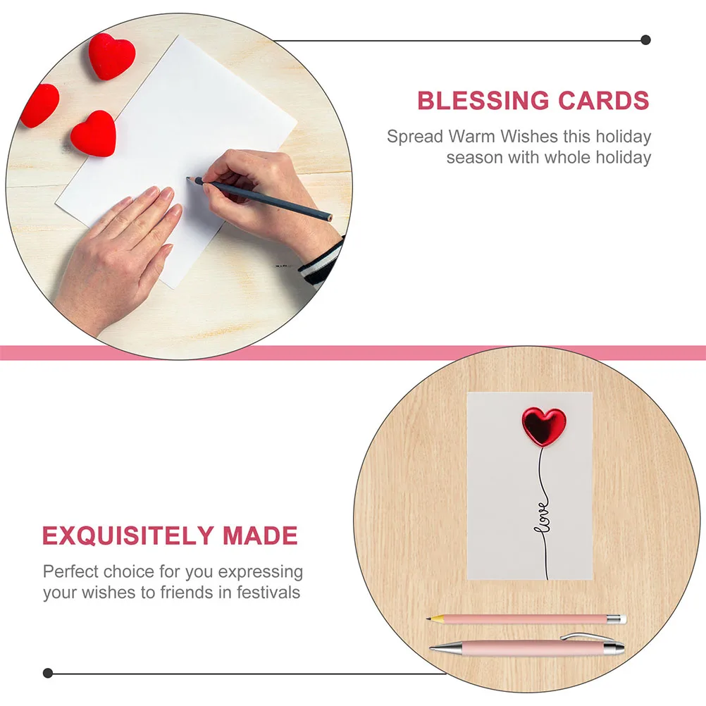 

5pcs Greeting Cards Blessing Cards Romantic Love Design Valentine Blessing Message Paper Heart Gifts Printing Products