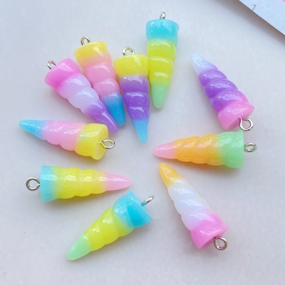 10-Pack Fashionable Cute Colorful Unicorn Horn Resin Pendant Suitable for DIY Jewelry Pendant Earrings Necklace Accessories