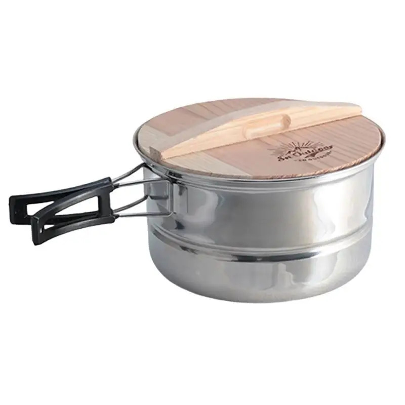 Vegetable Steamer Pot With Lid Stackable Pan Insert Bun Steamer Multi Layer With Wooden Lid Outdoor Portable Camping Cookware