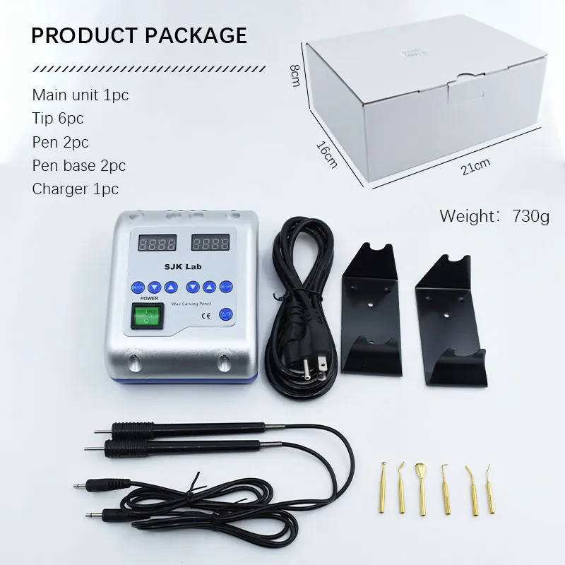 Dental Lab Equipment Electric Waxer Wax Knife Carving Knife Contains 6 Wax Tips and 2 Pens Dental Tools