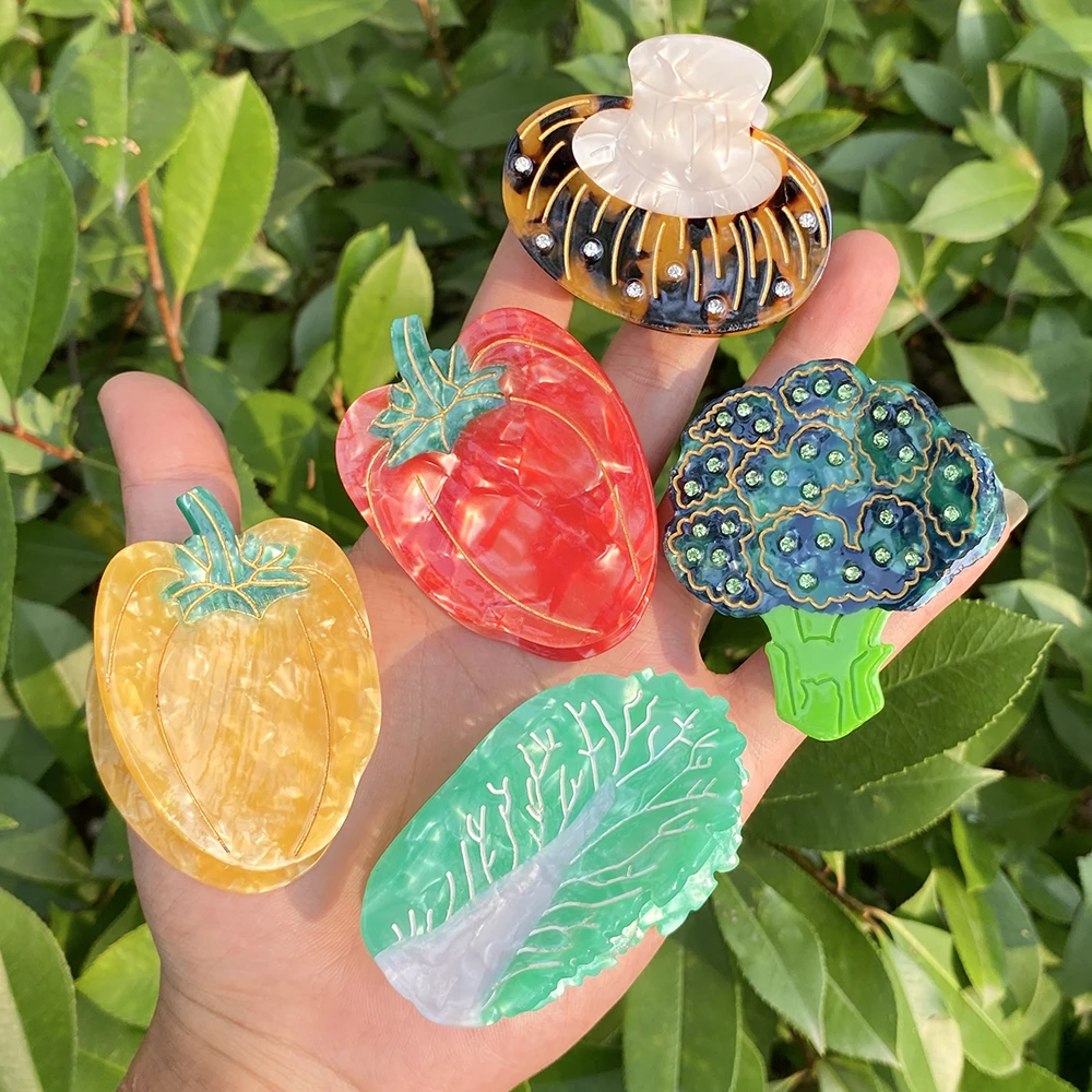 موضة خلات الخضار حجر الراين الفلفل الحار Cauliflower القرش مشبك شعر مخلب للنساء جديد هندسي دبوس الشعر أداة اكسسوارات الشعر