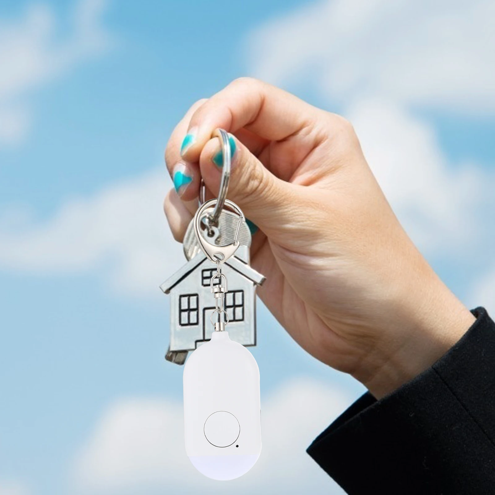 1Set Women Personal Alarm Rechargeable Portable Keychain Flashlight Alarm Sound Device for Students Elderly