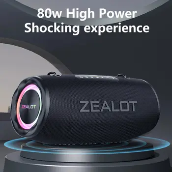 ZEALOT S87 Venkovní přenosný bezdrátový Bluetooth reproduktor 80W s vysokým objemem, subwooferem, zvukovým výkonem, IPX6, vodotěsný, pro kempování. 10 nejlepší prodej objem Gigaworks T3 - №1