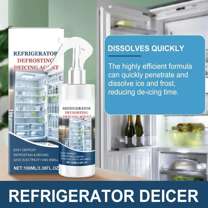 Freezer Deicing Agent 100ml Ice Layer Remover Solution Refrigerator Defrosting Deicer Cleaner For Home Kitchen Fridges